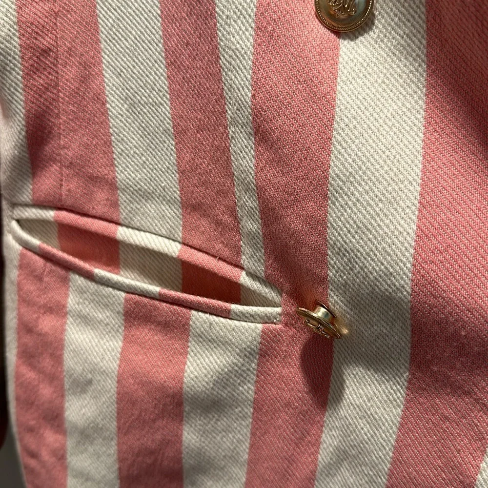 MIGUELINA *Chiara* pink ivory stripe double breasted blazer jacket XS - Picture 5 of 11